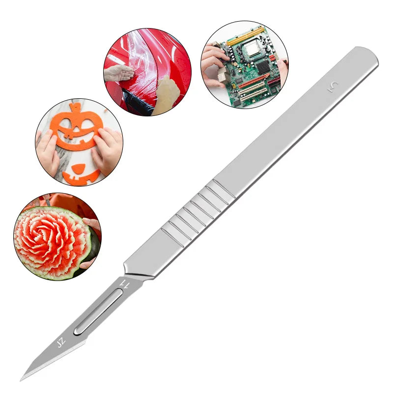 10pcs Carbon Steel Surgical Scalpel Blades + 1 Handle - Top-Rated DIY Cutting Tool for Precision PCB Repair & Animal Surgery