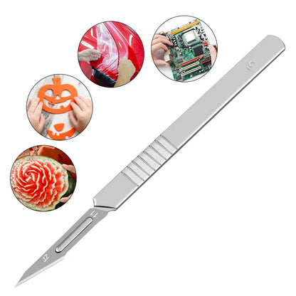 10pcs Carbon Steel Surgical Scalpel Blades + 1 Handle - Top-Rated DIY Cutting Tool for Precision PCB Repair & Animal Surgery