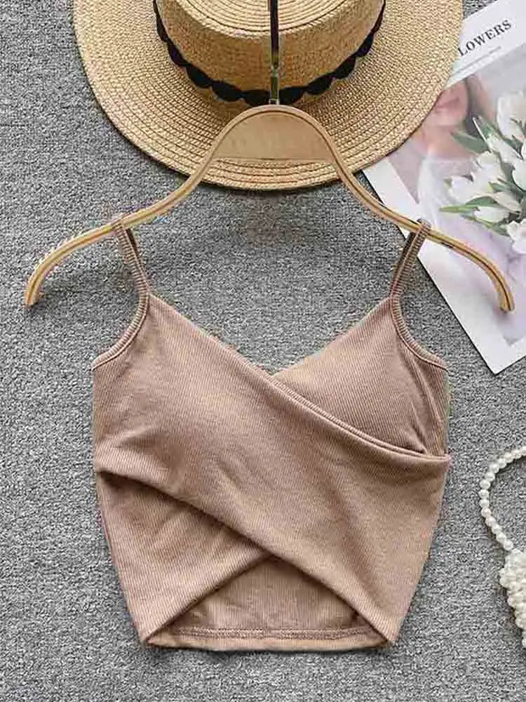 Lavender Camisole Tank Top Women Irregular Strap Chic Slim