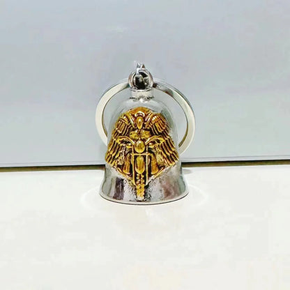 Stylish Angel Wings Motorcycle Bell Keychain for Men's Punk Rock Enthusiasts