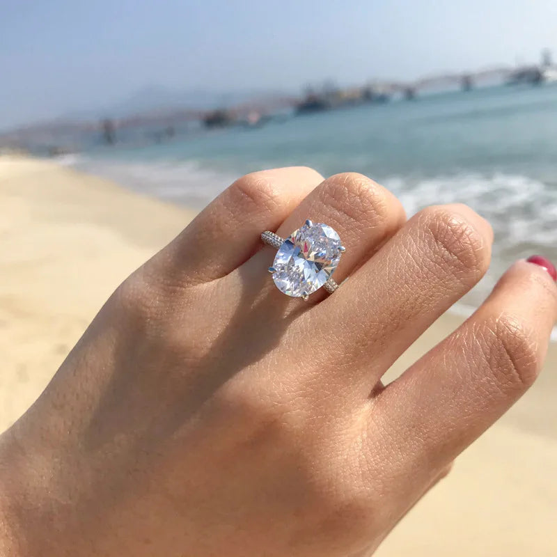 Classic Lady Lab Diamond Ring in 925 Sterling Silver Elegant Bridal Engagement Jewelry Gift for Women Style 1