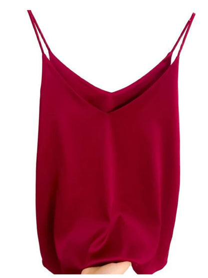 Womens Summer Camisole Tank Top V Neck Slim Fit Sleeveless