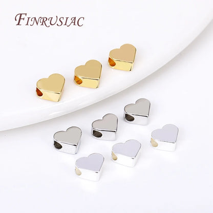 18K Gold Plated Heart Spacer Beads for DIY Jewelry Making Accessories 6x5MM with 2.5MM Hole Size