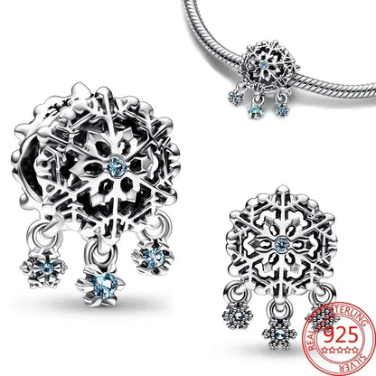 Original 925 Sterling Silver Christmas Charms Santa Claus Reindeer Earrings Beads for Necklace and Bracelet DIY Fine Jewelry Gifts