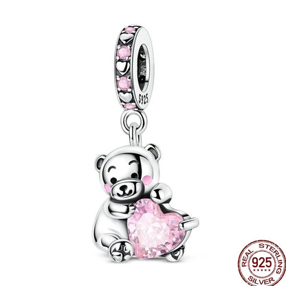 925 Sterling Silver Mom Heart Puzzle Charm Bead Luminous