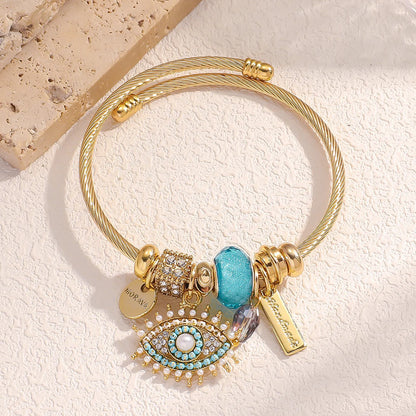 Women's Fashion Devil's Eye Beaded Bracelet – Elegant Cuff Jewelry for Date, Party, Festival