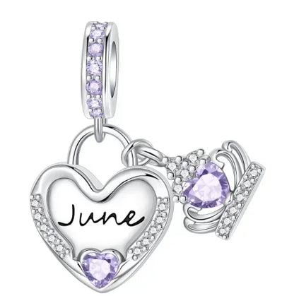 Sparkling Birthstone Heart Charm 925 Sterling Silver Pendant Bead for Mom DIY Jewelry Gift
