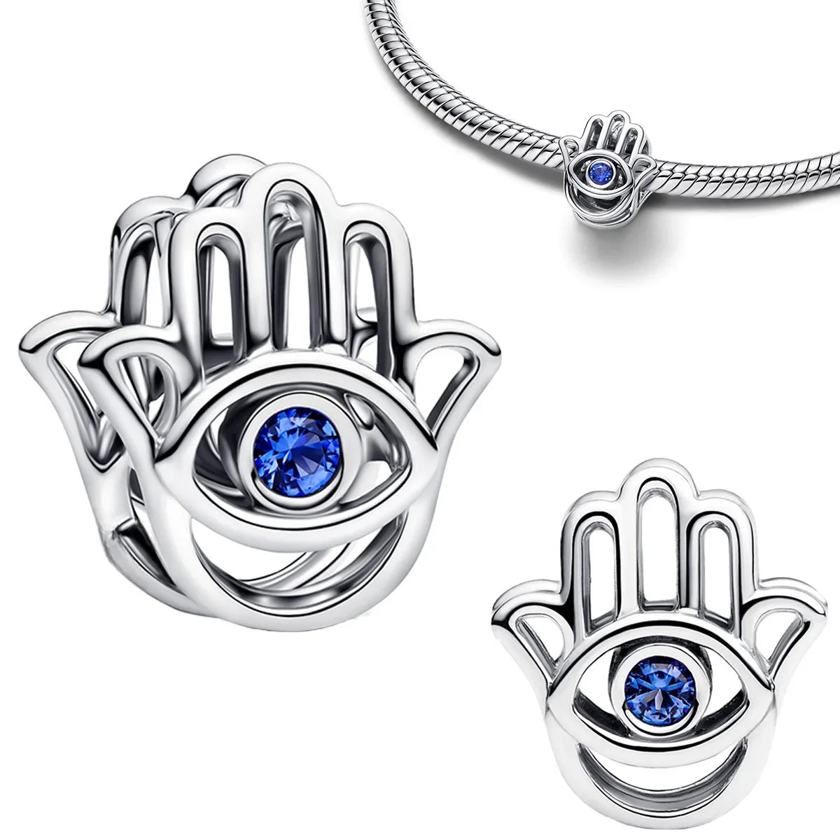 925 Sterling Silver Golden Geometry Charm Set with Heart Star Zircon Beads for DIY Womens Jewelry Gift