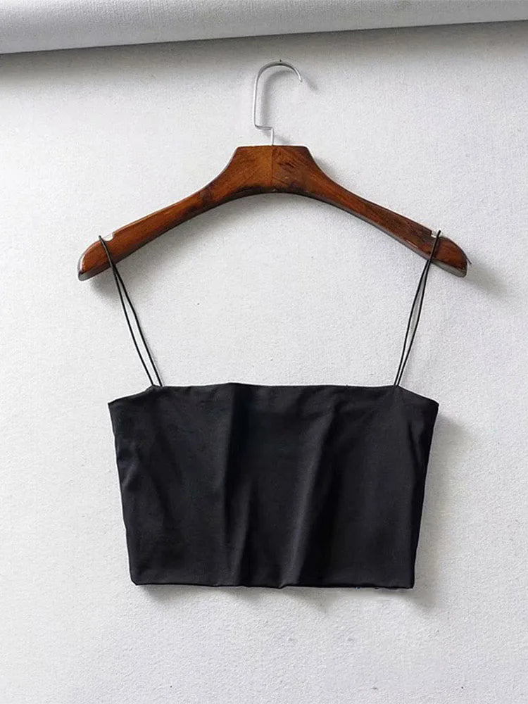 Womens Crop Top Elastic Cotton Camisole Tank Sleeveless