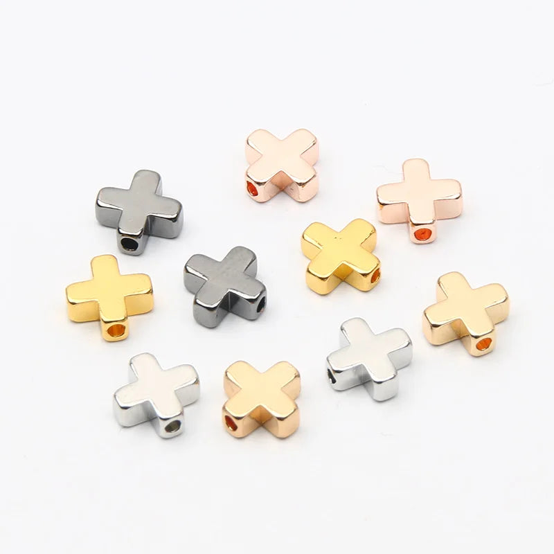 Gold Color Copper Cross Beads Set for DIY Jewelry Making and Accessories