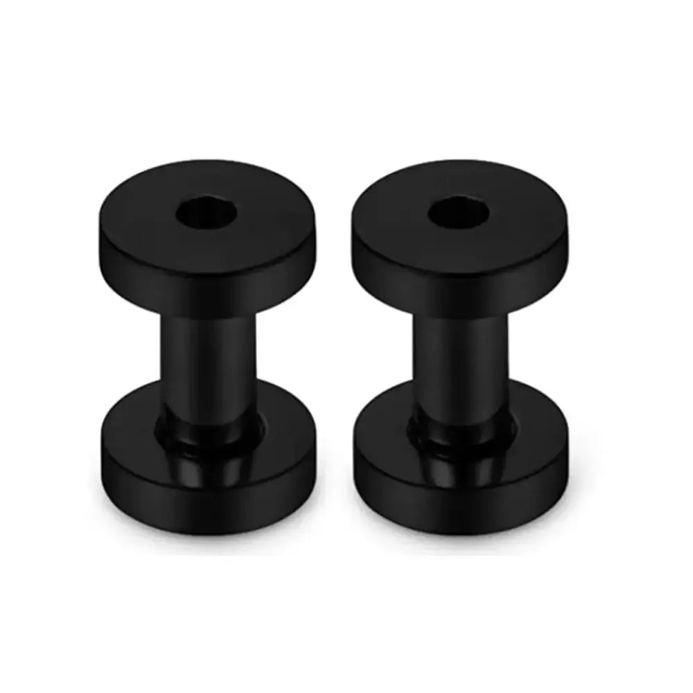 Screw Fit Ear Gauges Surgical Steel Tunnel Expander Earrings Set Black