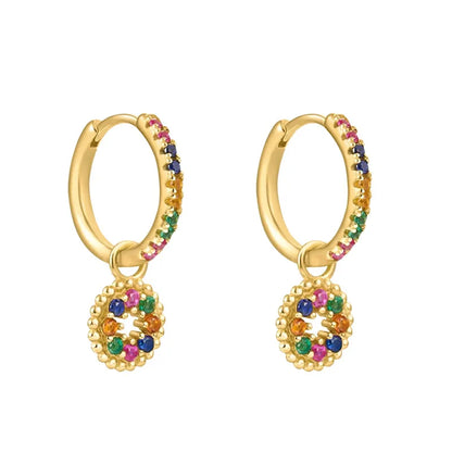 Colorful Crystal Heart Hoop Earrings for Women in Stainless Steel with 14k Gold Plating and Cubic Zirconia Luxury Jewelry