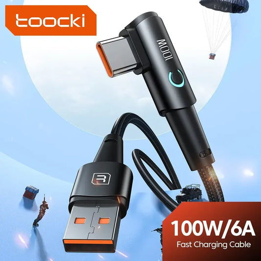 Toocki 6A USB C Cable 90 Degree For OPPO Fast Charging