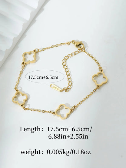 Lucky Luxury Flower Decor Bracelet for Women - Stainless Steel Fashion Jewelry Gift