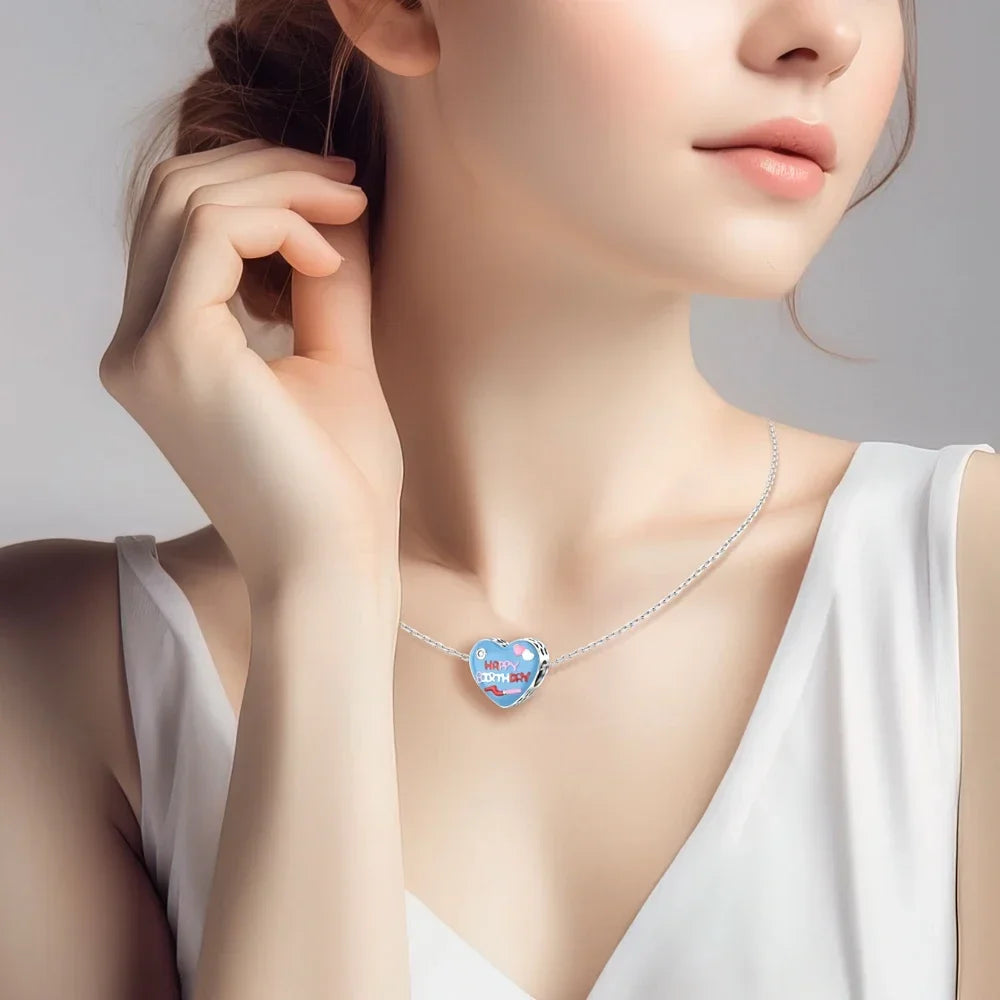 925 Sterling Silver Colorful Infinite Heart Flower Charms with Zircon for Pendant Bracelet Necklace DIY Fine Jewelry