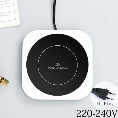 New Coffee Mug Warmer for Milk Tea Teapot Electric Heating Cup Plate 80 Degree Celsius for Home Office Use Square -EU Plug