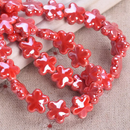 10 Pack Star Flower Shape 12mm Shiny Ceramic Loose Beads for DIY Jewelry and Earring Creations
