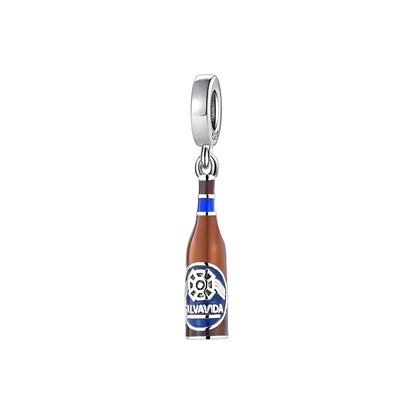 925 Sterling Silver Beer Bottle Popcorn Charm Bead Pendant