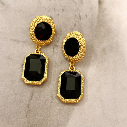 Vintage Inspired Geometric Black Metal Jewelry Set for Women