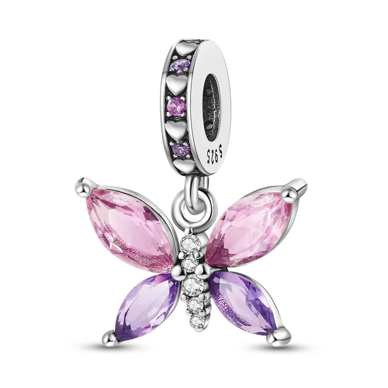 Elegant 925 Sterling Silver Butterfly Airplane Dangle Beads for Charm Bracelets