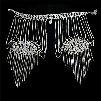 Bridal Bliss Crystal Chain Tassel Shoulder Strap Necklace