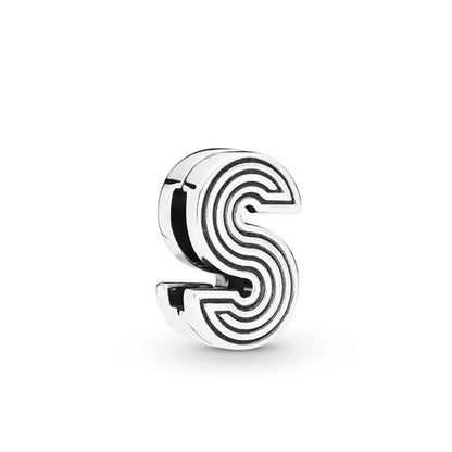 925 Silver Exquisite Moon Heart Letter Flat Clip Beads for European DIY Bracelet