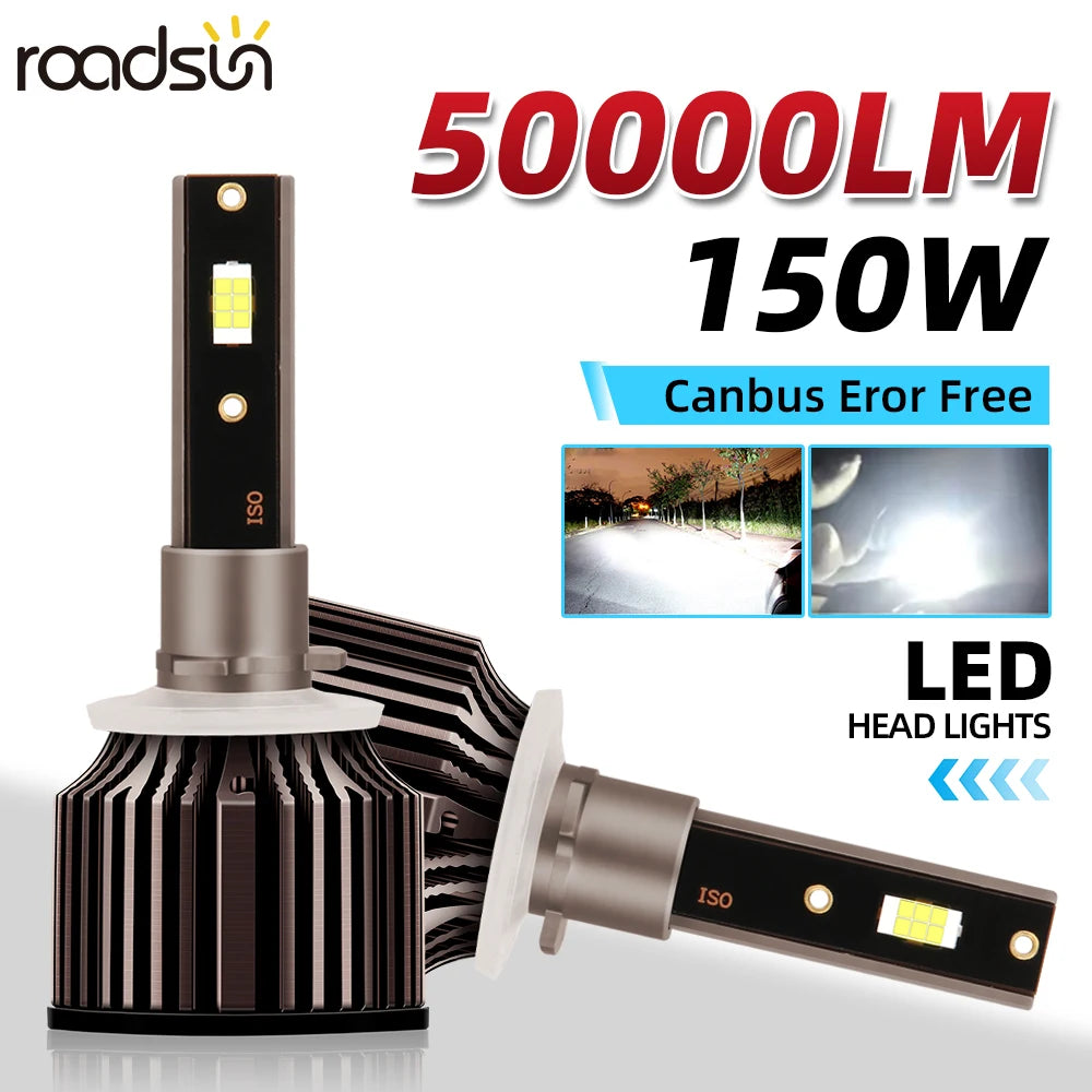 Brilliant White 6000K Turbo Auto Headlights 150W Dual Pack - Universal Fit for H11 H7 H4 Models