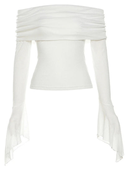 Dozw Y2K Off Shoulder Slash Neck Top For Women Trendy