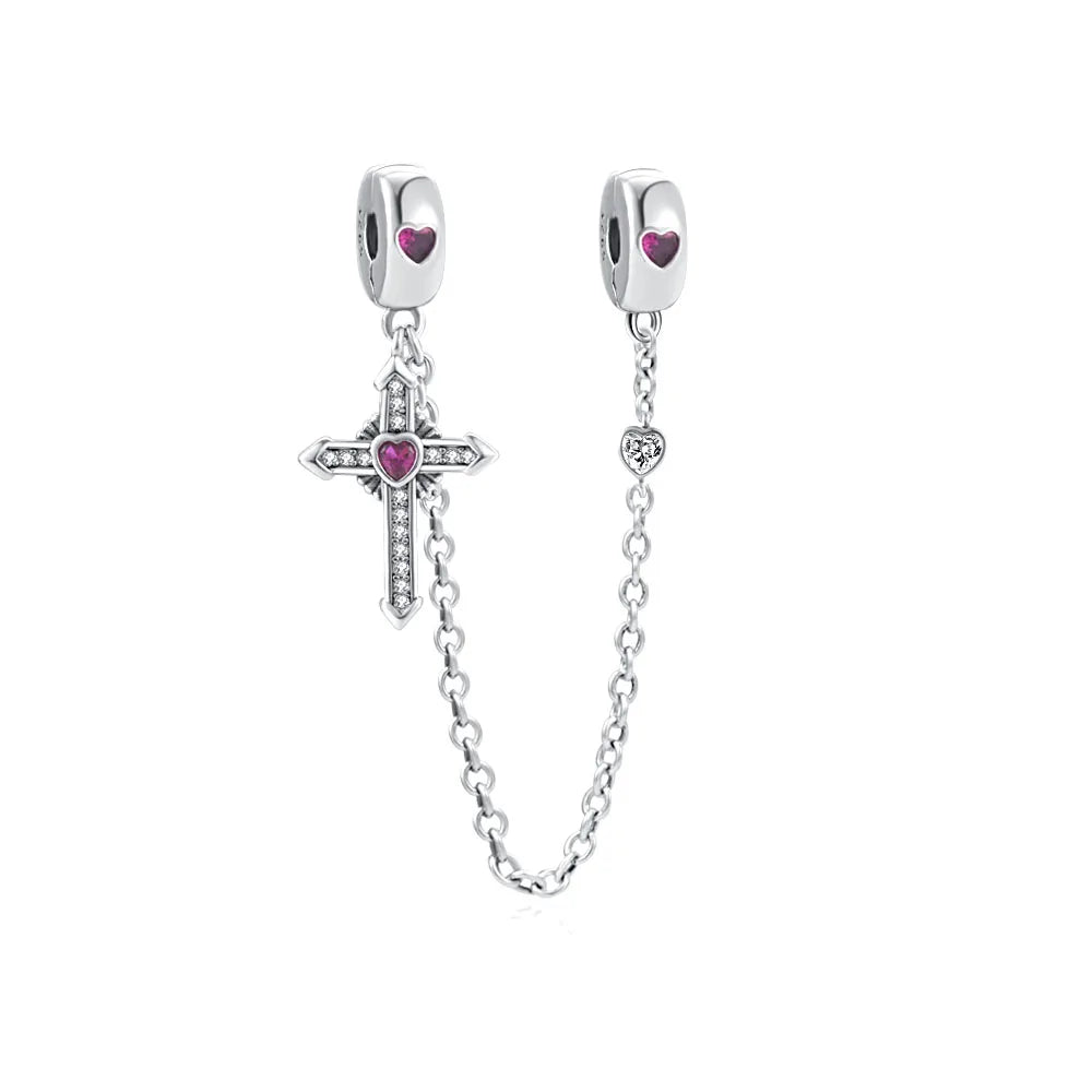 925 Sterling Silver Nurse Cross DIY Charms Beads Zircon