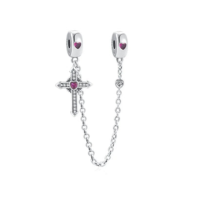925 Sterling Silver Nurse Cross DIY Charms Beads Zircon