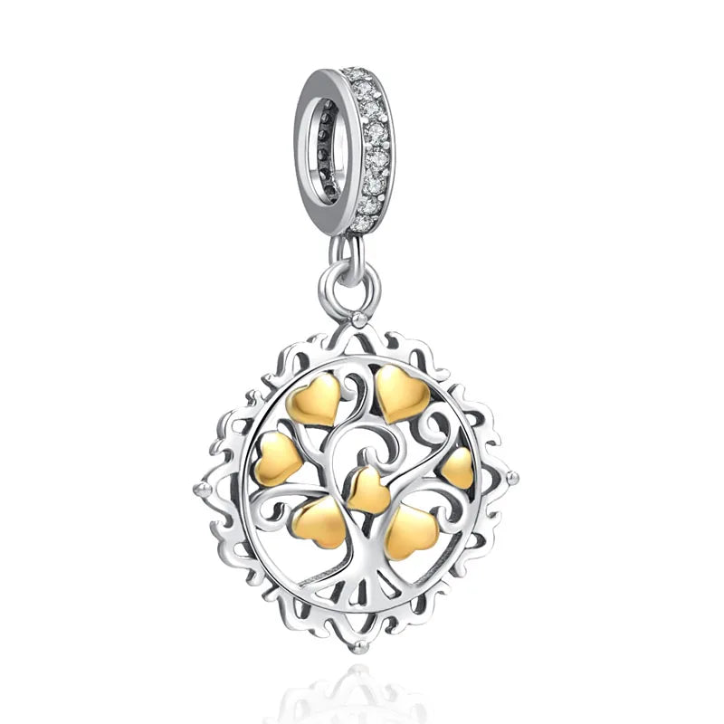 Yinyang Flower Clover Pendant 925 Silver Amulet for Bracelets DIY Jewelry Gift B1257