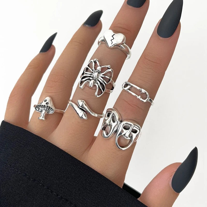 30pcs Alloy Finger Rings Set Trendy Floral and Animal Designs for Women mix size(15mm-19mm) 30pcs style 1 30pcs