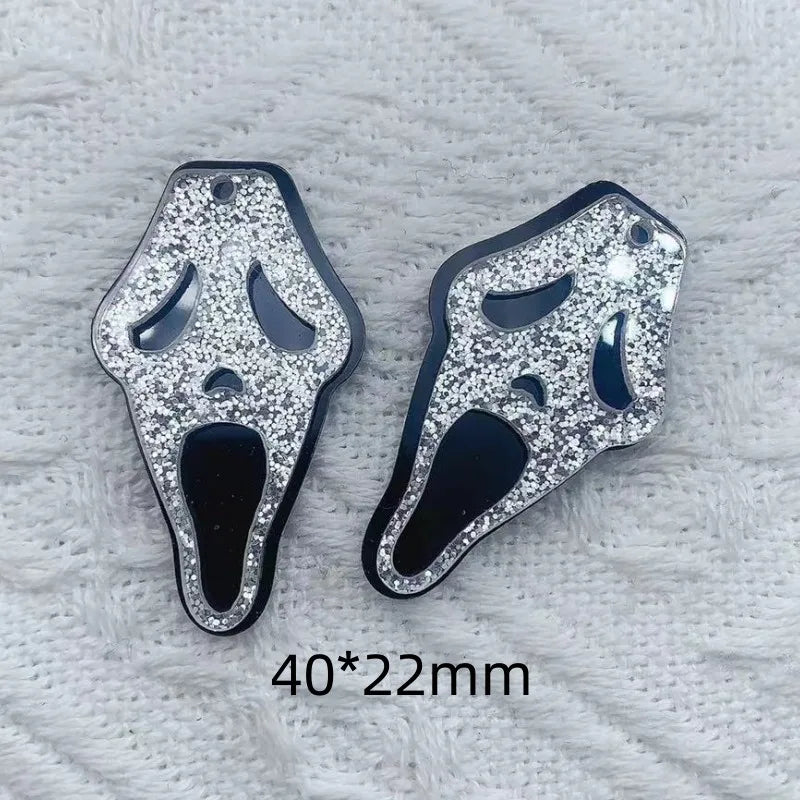 10Pcs Halloween Ghost Acrylic Skull Charms For DIY Jewelry