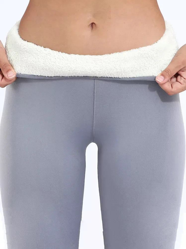 Warm Velvet Leggings For Women High Waist Black Lamb Wool