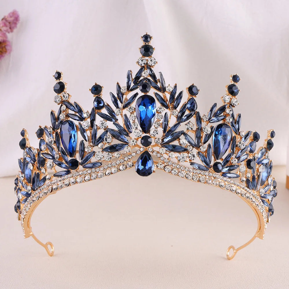 Diezi Baroque Vintage Crystal Tiara Crown for Women and Girls Wedding Party Elegant Rhinestone Hair Jewelry