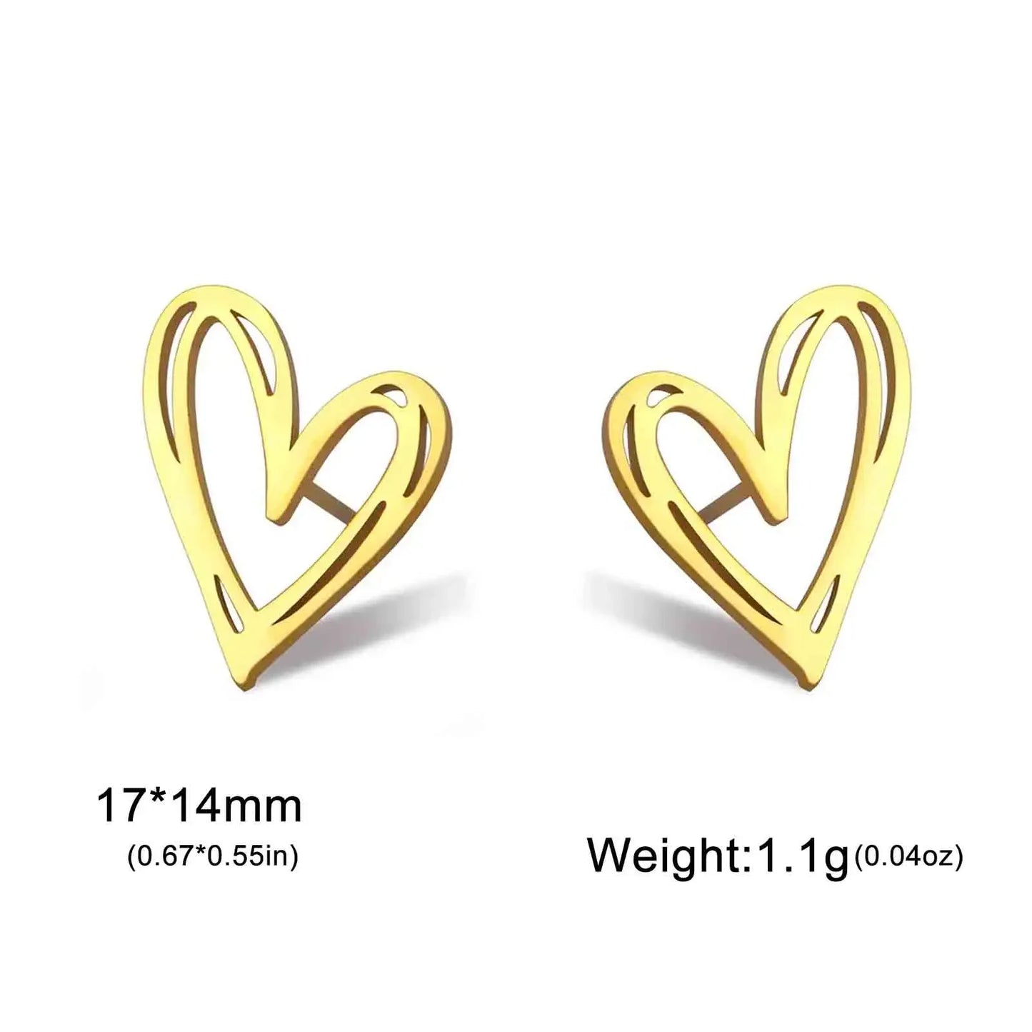 Skyrim Kpop Heart Stud Earrings for Women and Girls Stainless Steel Fashion Aesthetic Jewelry Valentine's Day Gift