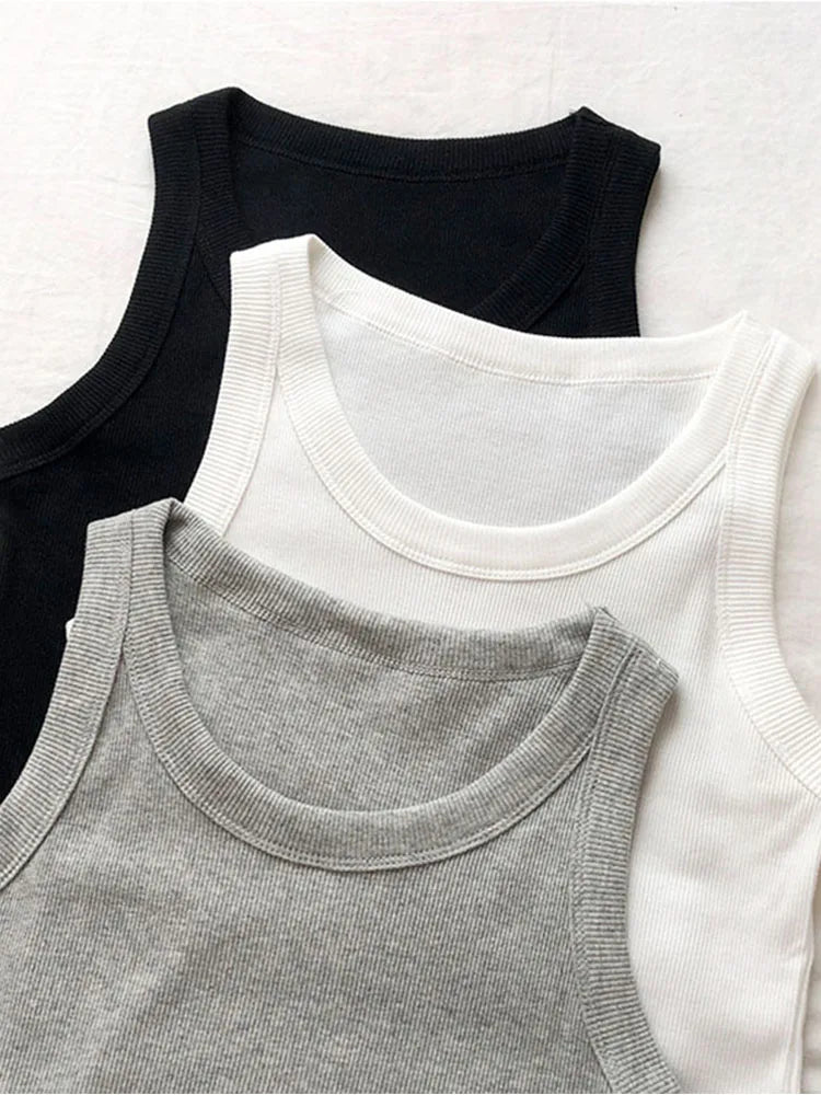 Dozw Women White Summer Knit Tank Top Camisole Essential
