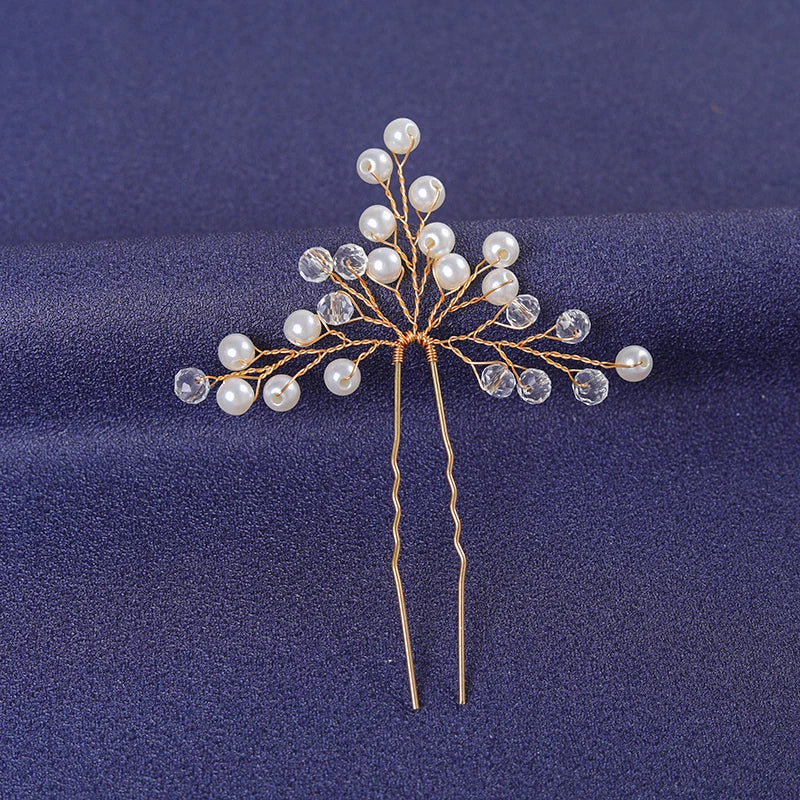 Elegant Gold Crystal Hair Pin for Women - Trendy Rhinestone Bridal Wedding Hair Accessory