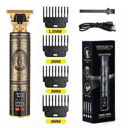 V-Vimika T9 Electric Hair Clipper with LCD Display Stainless Steel Precision Trimmer for Men Fast Charging Wet and Dry Use