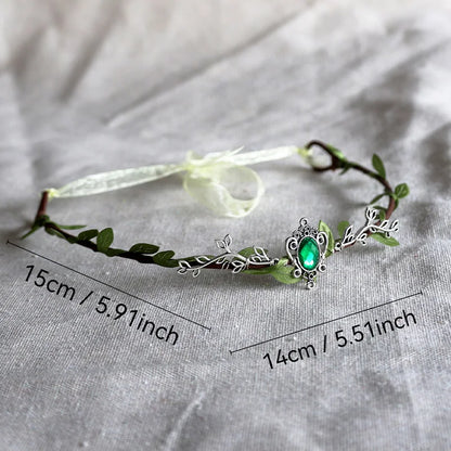 Fairycore Crystal Leaves Elf Tiara for Cosplay and Bridal Elegance