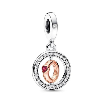 925 Sterling Silver Angel Mom Heart Key Lock Charms Beads for DIY Necklace and Bracelet Jewelry Gift