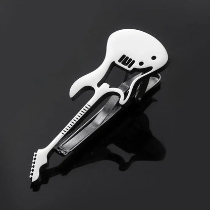 Creative Treble Clef Guitar Tie Clip for Men Titanium Steel Music Accessory Style 7