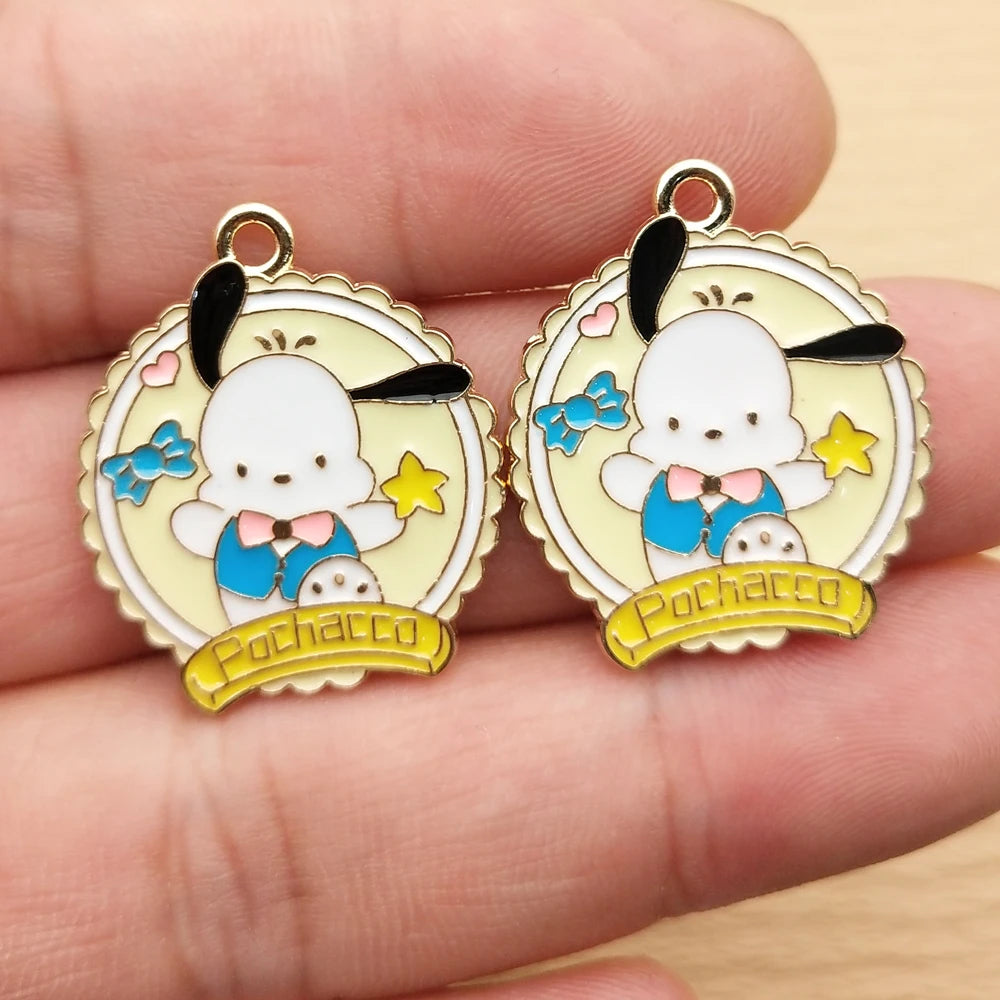 Gold Plated Enamel Anime Cartoon Charms Set for DIY Jewelry Making