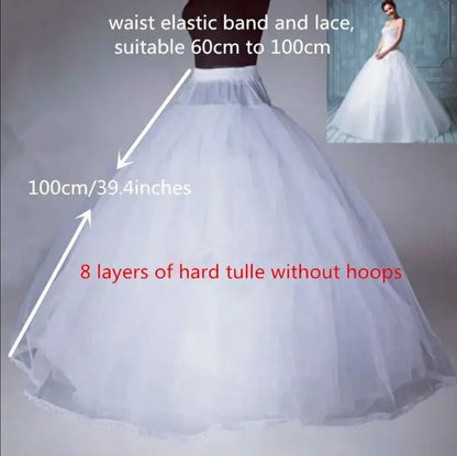 Elegant Tulle Layered Petticoat Bridal Underskirt for A-Line Wedding Dresses