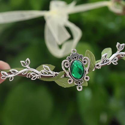Fairycore Crystal Leaves Elf Tiara for Cosplay and Bridal Elegance