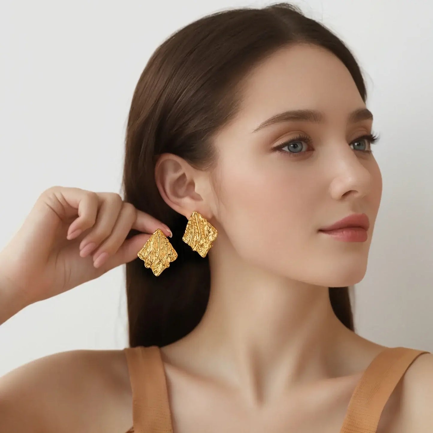 Creative Gold Plated Square Geometric Earrings for Women