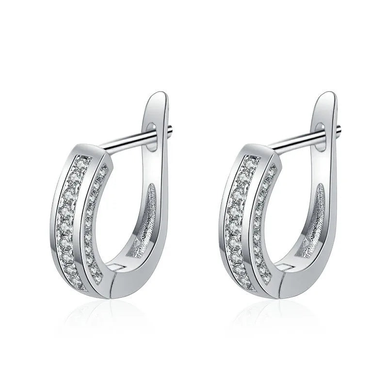 Sterling Silver CZ Crystal Plant Stud Earrings for Women and Teens