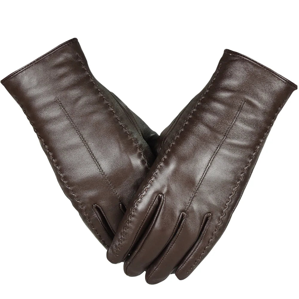 Autumn Winter Colorblocked Mink Lambskin Touchscreen Gloves