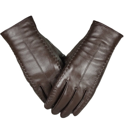 Autumn Winter Colorblocked Mink Lambskin Touchscreen Gloves