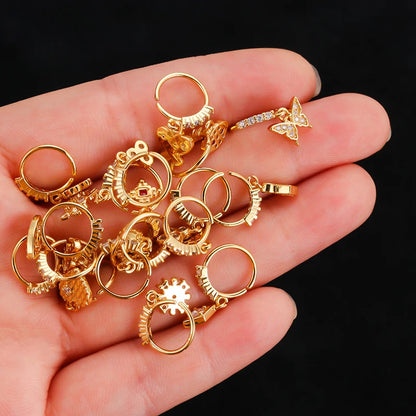 316L Surgical Stainless Steel Heart Crown Flower Butterfly Dangle CZ Nose Studs for Stylish Nose Piercing Jewelry